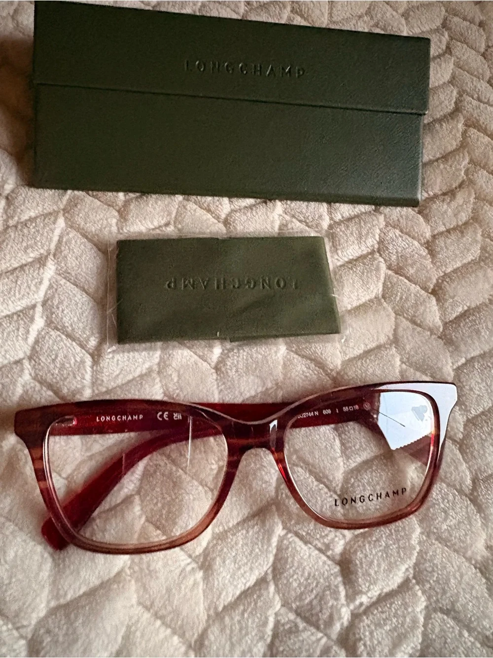 Longchamp (prescription) Translucent Red Tortoiseshell Eyeglasses